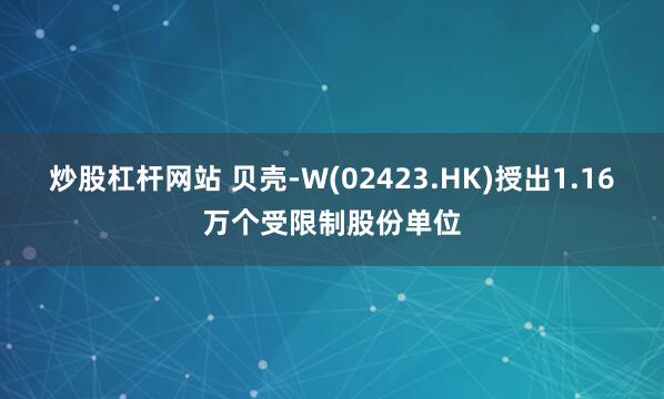 炒股杠杆网站 贝壳-W(02423.HK)授出1.16万个受限制股份单位
