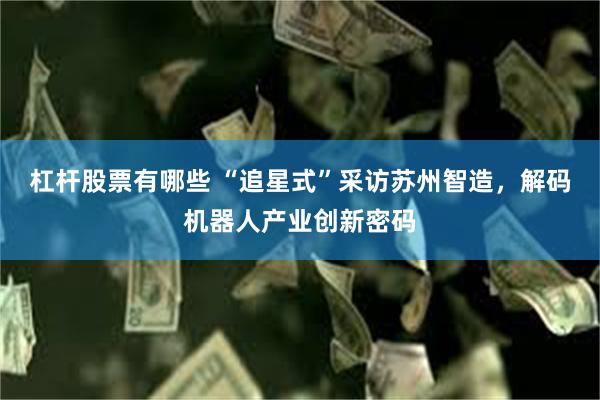 杠杆股票有哪些 “追星式”采访苏州智造，解码机器人产业创新密码