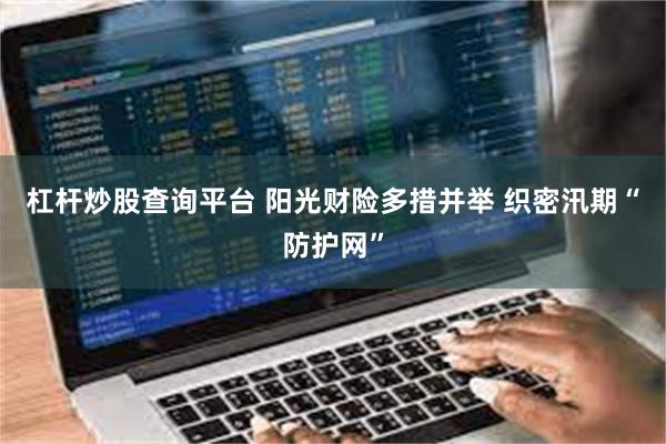 杠杆炒股查询平台 阳光财险多措并举 织密汛期“防护网”